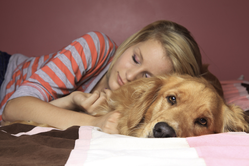 perro y mujer
