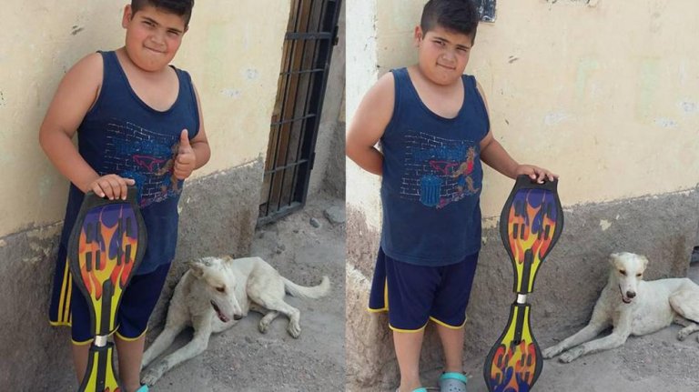 Un niño vendió su patineta para comprar medicinas para un perro callejero