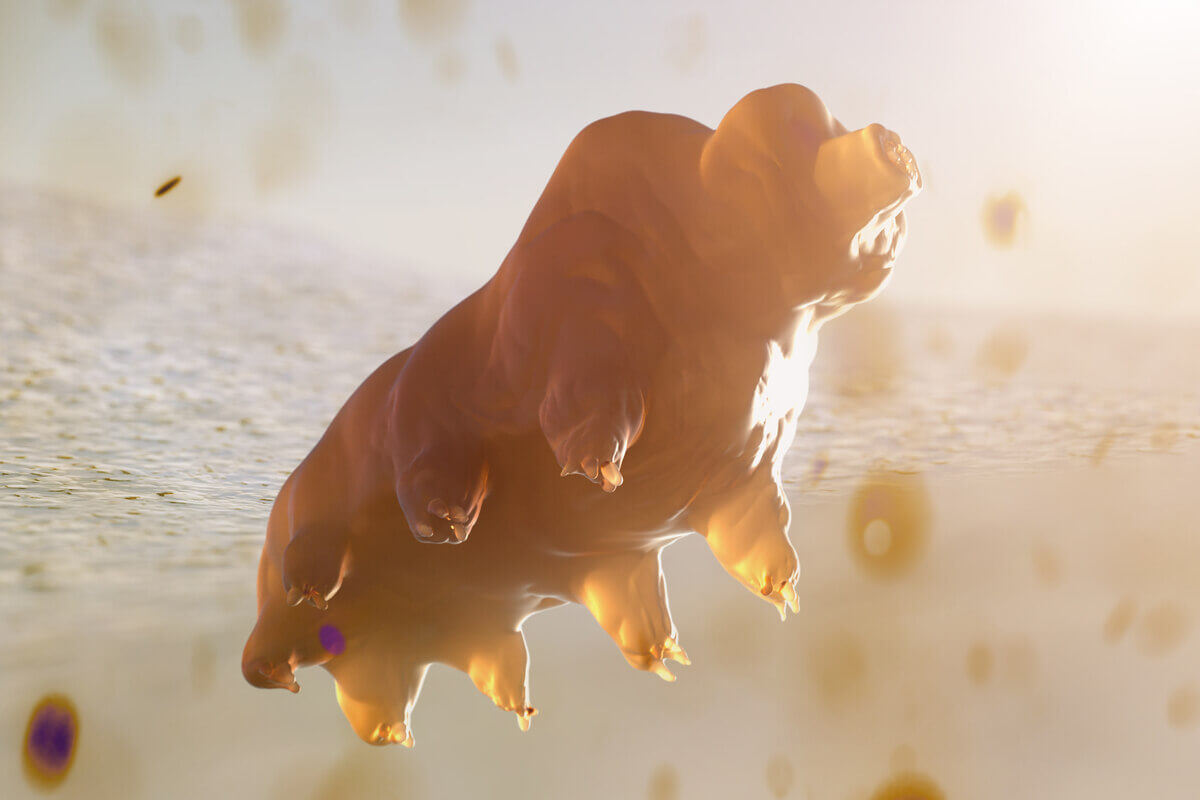 Un oso de agua navegando en su hábitat.