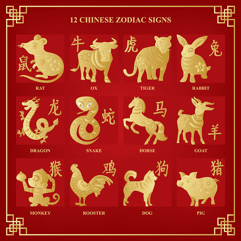 12 animales del zodíaco chino
