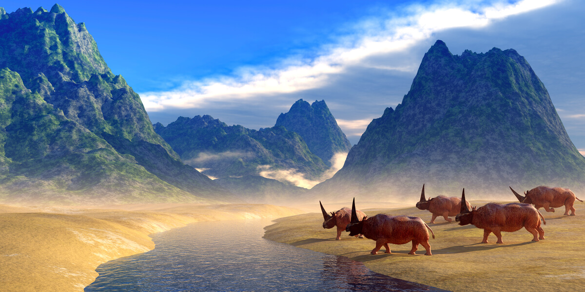 Un paisaje con elasmoterios.