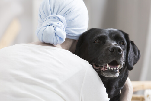 Un paciente inmunocomprometido con un perro.