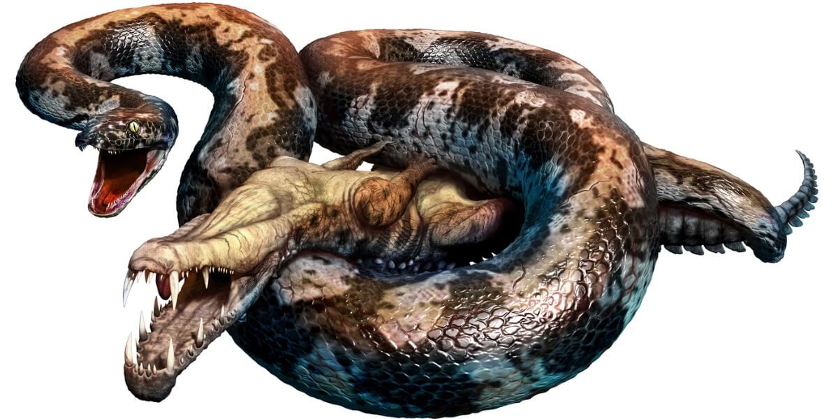 Una Titanoboa se come a un alligator.