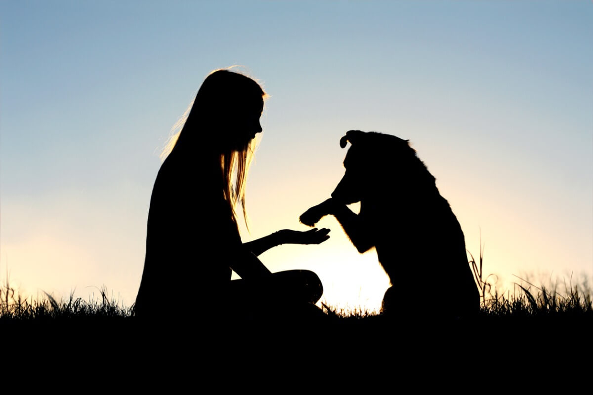 Bir kadın ve köpeği.