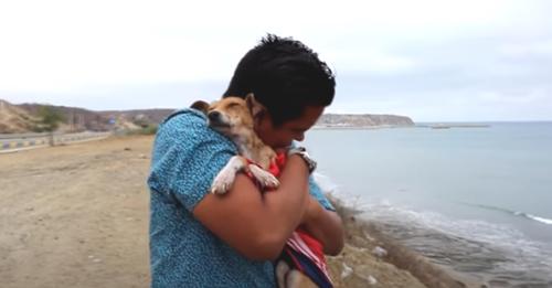 Rescatador le da un beso a la perrita que intentó salvar antes de que cerrara sus ojos para siempre