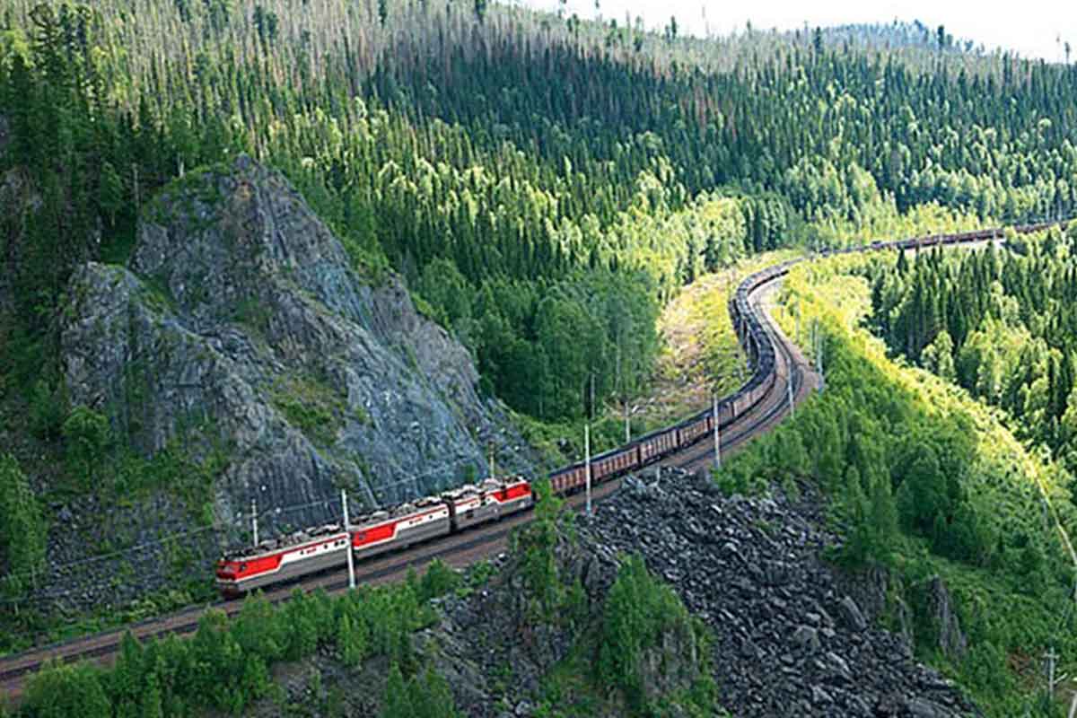 Chemin de fer dans la nature.