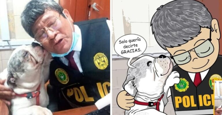 Max: perrito maltratado agradeció con un beso al policía que lo salvó