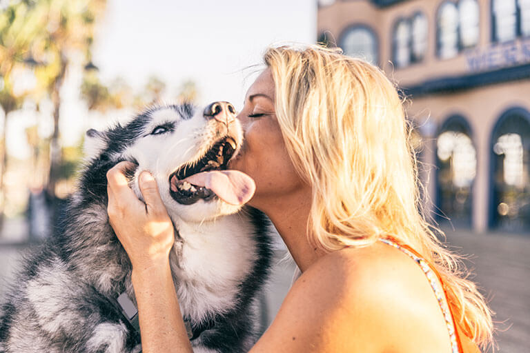A woman and her dog.