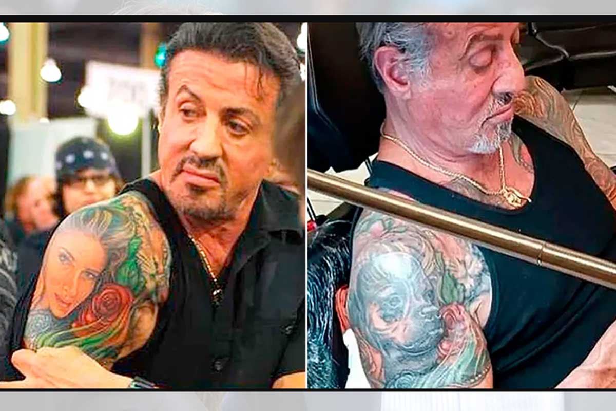 Sylvester Stallone cubrió tatuaje de su esposa con la cara del can.
