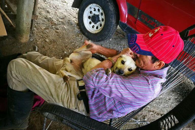 La perrita se llama Chiquita y su humano es don Jorge, quienes viven solitos.