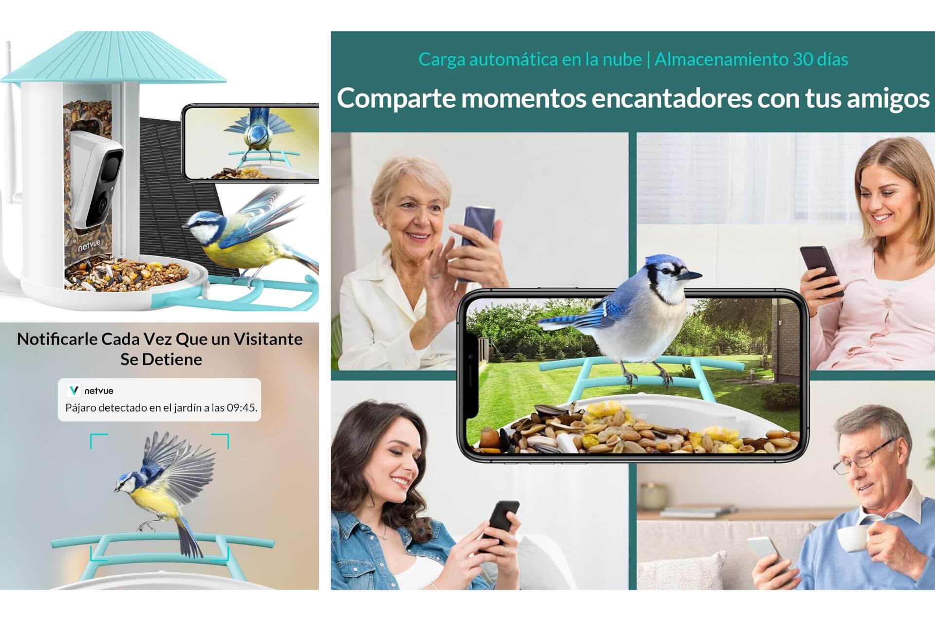 Comedero de pájaros Netvue. 